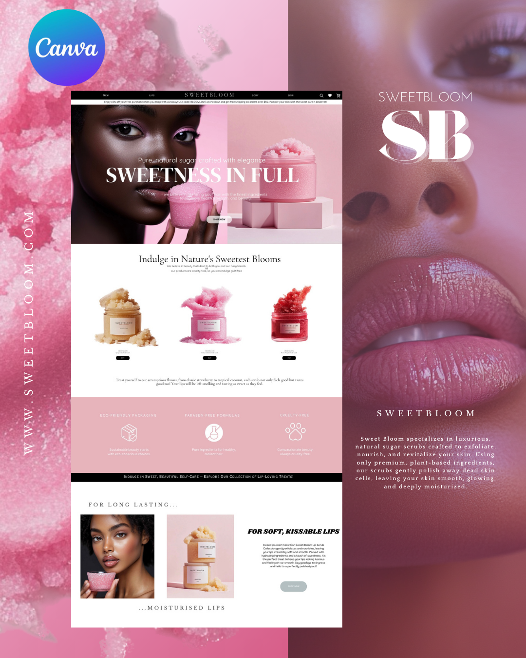 Canva Website - Sweet Sugar Scrub Line